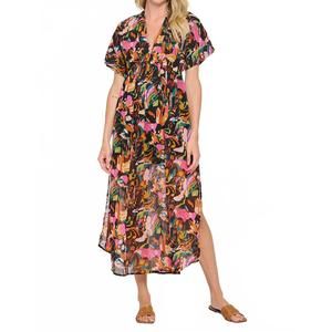 NEW MEET ME IN SANTORINI andre midi dress in black ikat